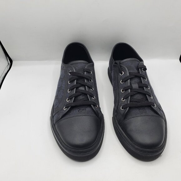 AUTHENTIC GUCCI MENS ORIGINAL GG LOW TOP CANVAS with LEATHER SNEAKERS - Picture 6 of 14
